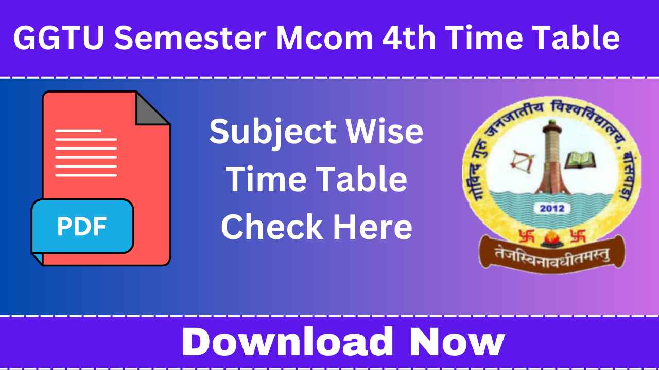 GGTU Mcom 4th Semester Time Table