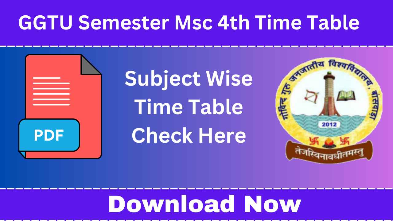 GGTU Msc 4th 4th Semester Time Table