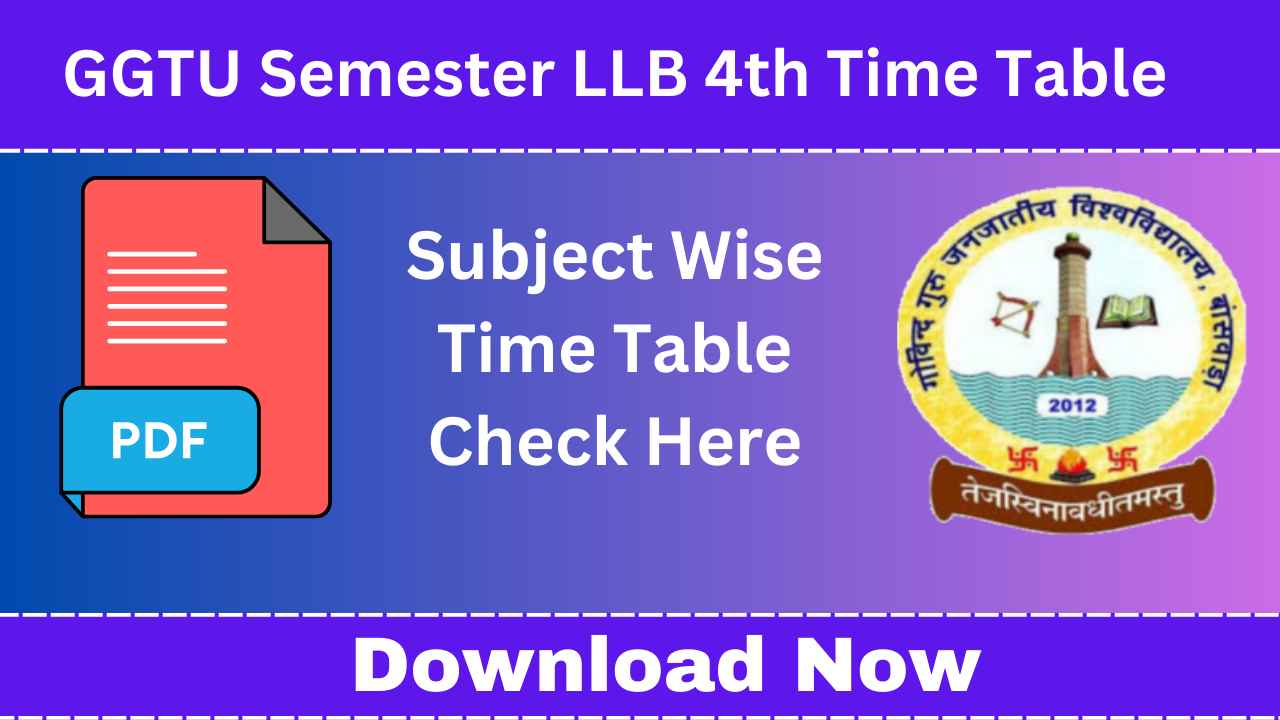 GGTU LLB 4th Semester Time Table