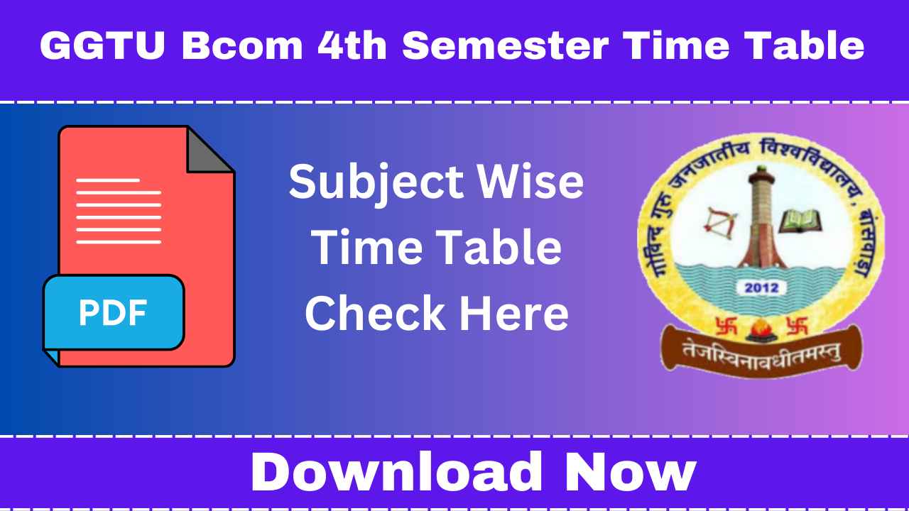 GGTU Bcom 4th Semester Time Table