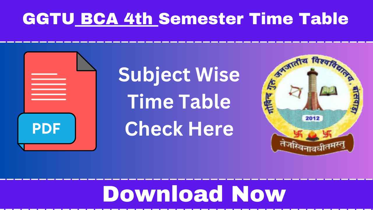 GGTU BCA 4th Semester Time Table