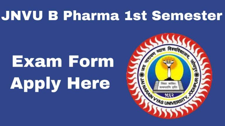 JNVU B Pharma 1st Semester Exam Form