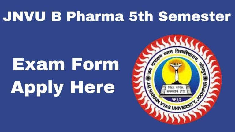 JNVU B Pharma 5th Semester Exam Form