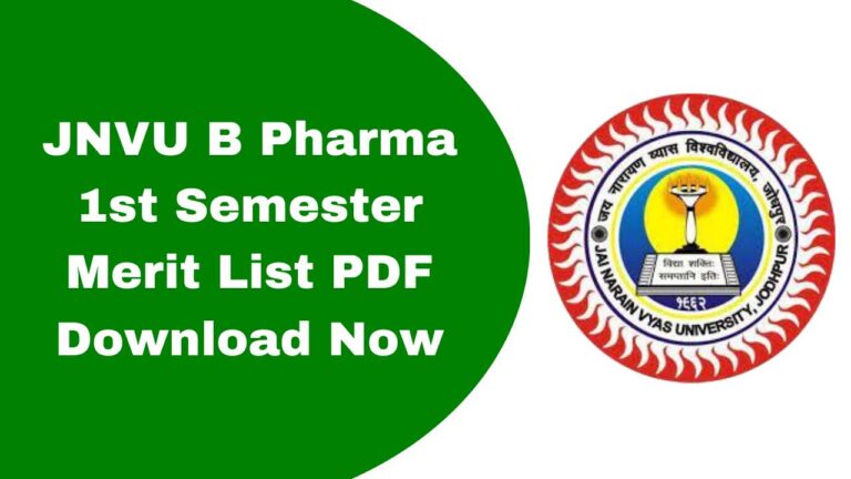 JNVU B Pharma 1st Semester Merit List