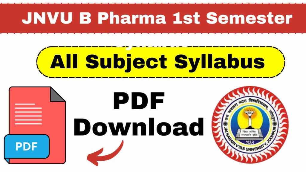 JNVU B Pharma 1st Semester Syllabus cPDF - JNVU Portal | JNVU Online ...