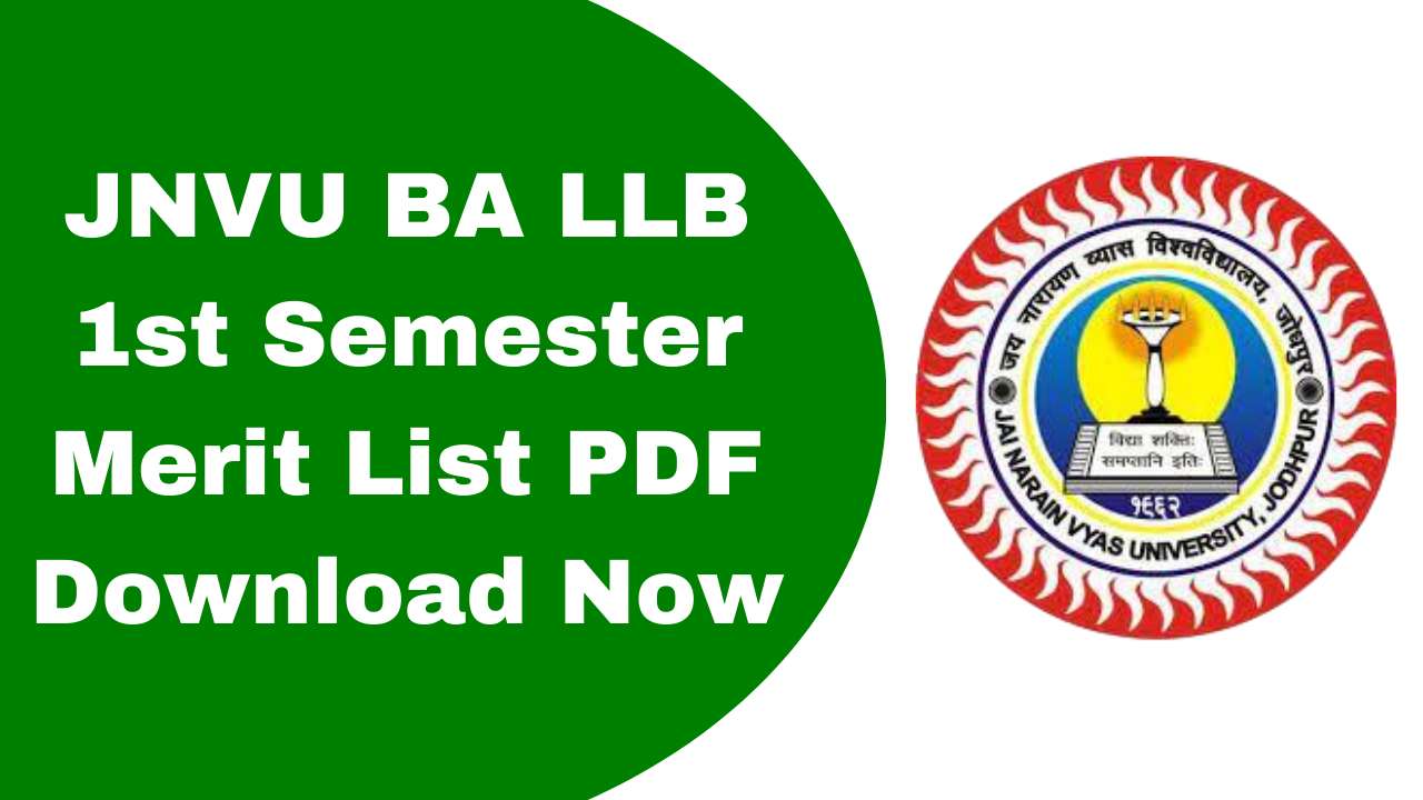JNVU BA LLB 1st Semester Merit List