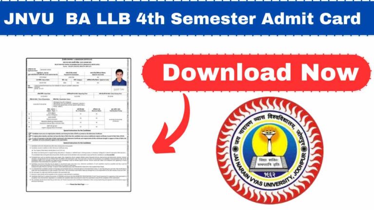 JNVU BA LLB 4th Semester Admit Card 2025