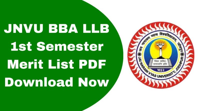 JNVU BBA LLB 1st Semester Merit List