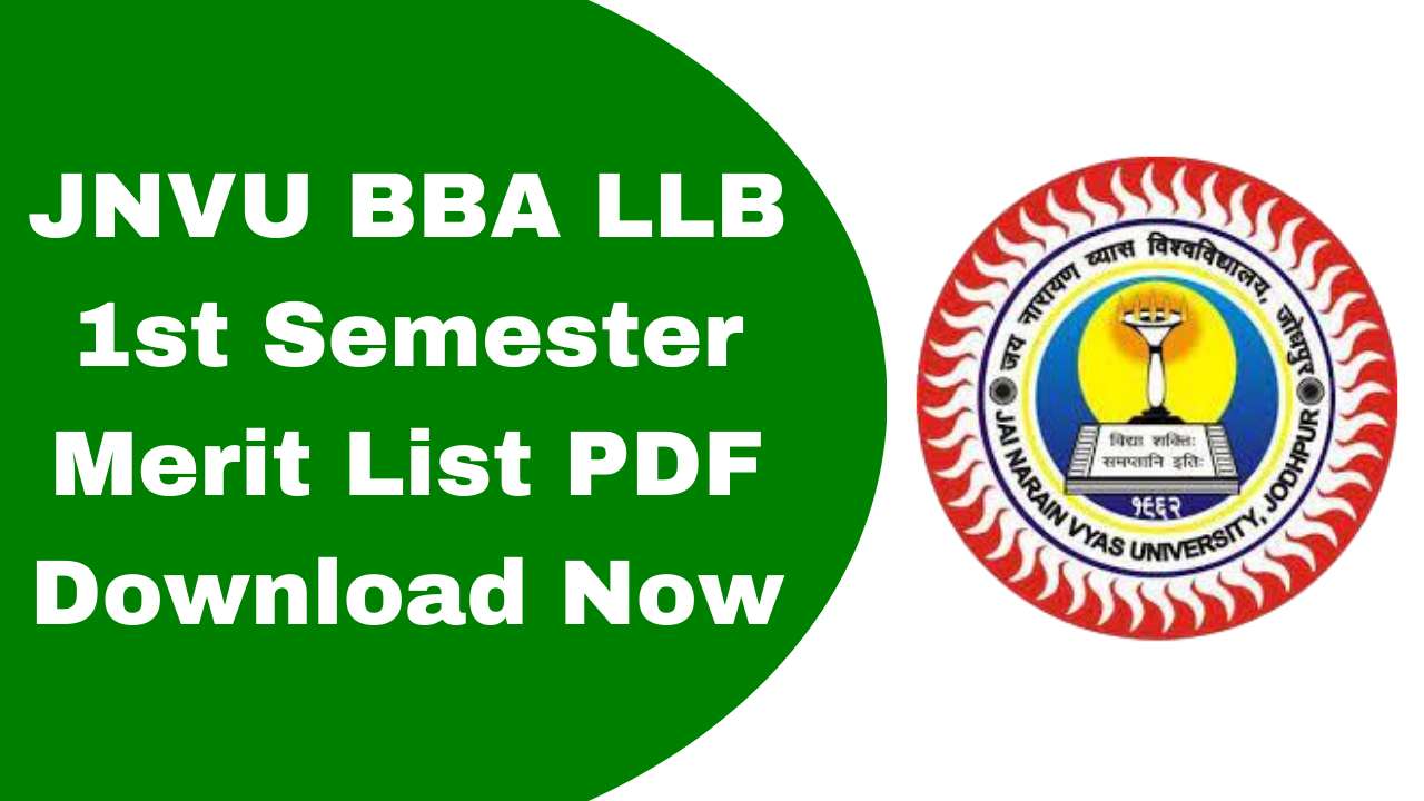 JNVU BBA LLB 1st Semester Merit List