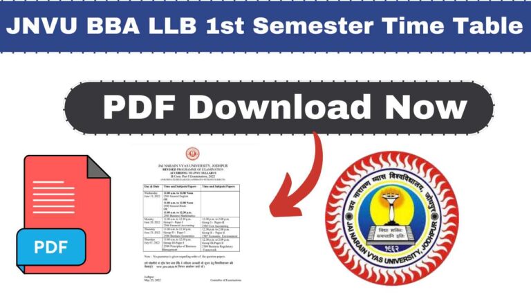 JNVU BBA LLB 1st Semester Time Table