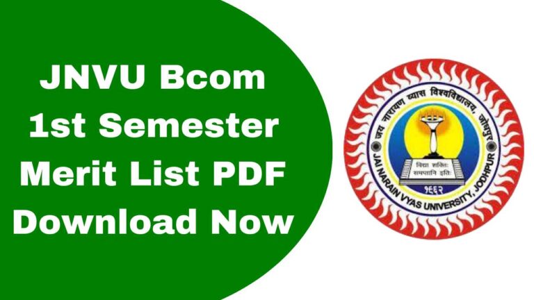 JNVU Bcom 1st Semester Merit List