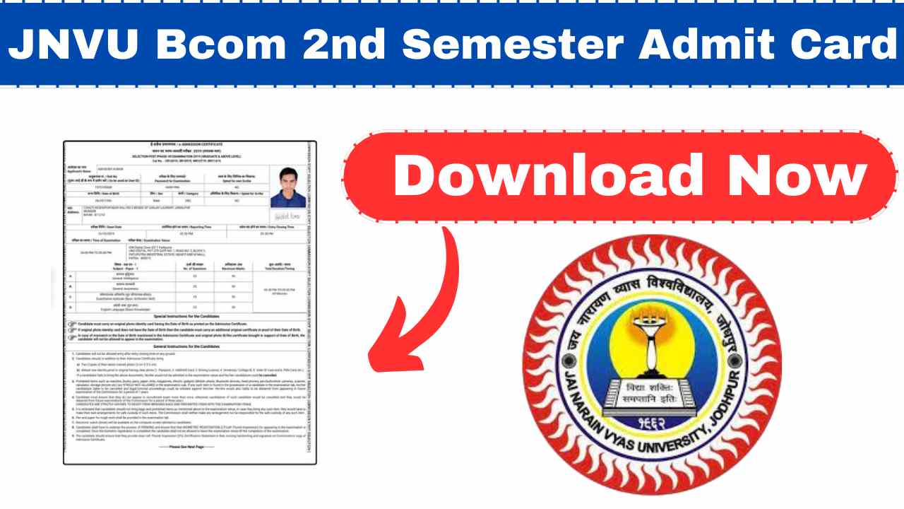 JNVU Bcom 2nd Semester Admit Card 2025