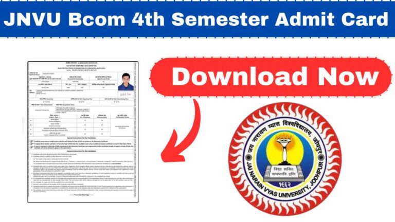 JNVU Bcom 4th Semester Admit Card 2025