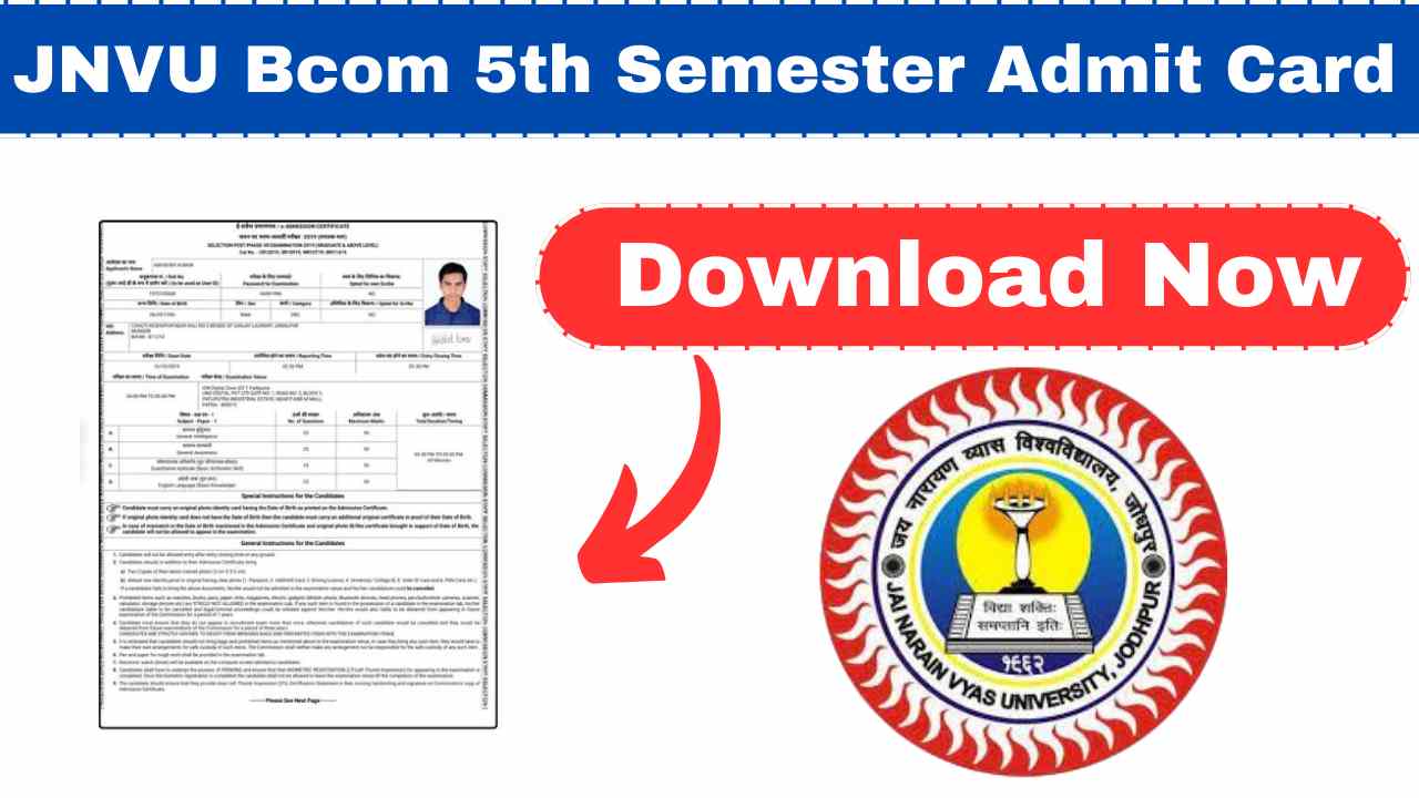 JNVU Bcom 5th Semester Admit Card 2025