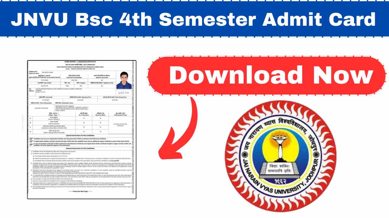 JNVU Bsc 4th Semester Admit Card 2025