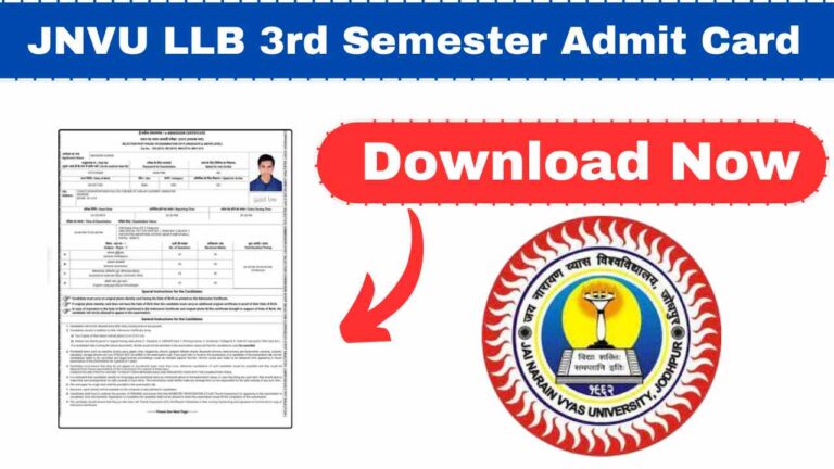 JNVU LLB 3rd Semester Admit Card 2025