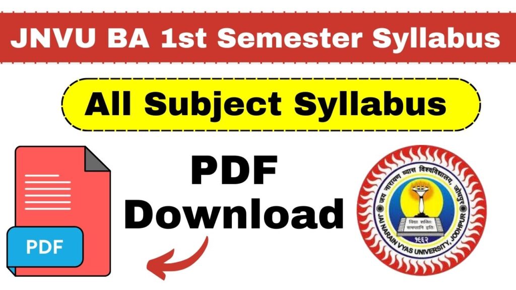 JNVU BA 1st Semester Syllabus 2025 PDF Download- All Subject Syllabus ...