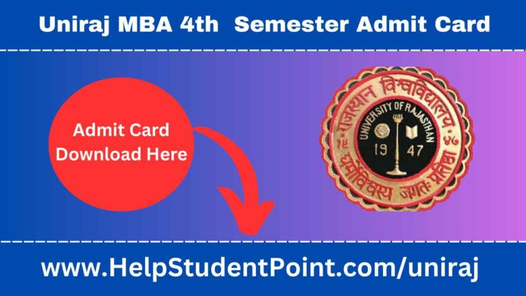 JNVU MBA 4th Semester Admit Card 2025