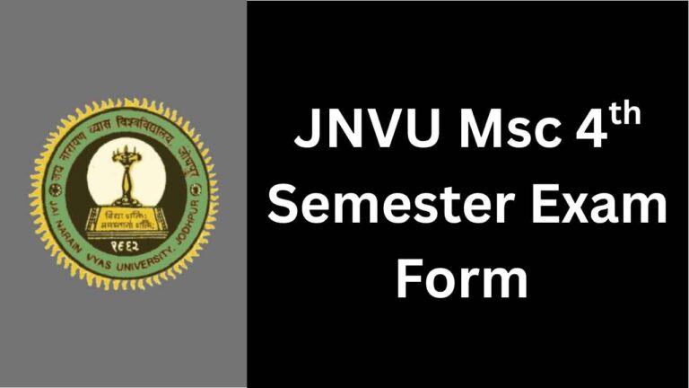JNVU Msc 4th Semester Exam Form 2025