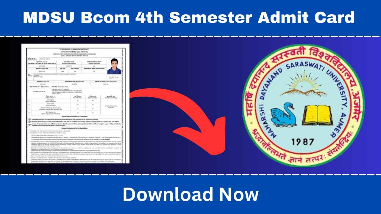 MDSU Bcom 4th Semester Admit Card
