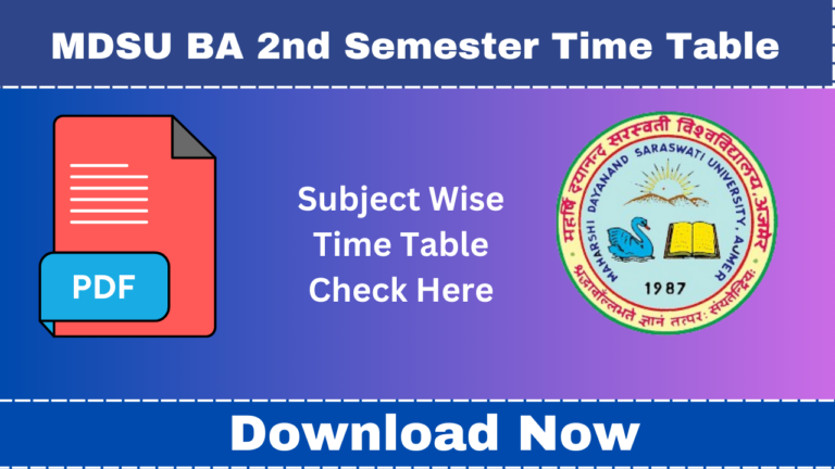 MDSU BA 2nd Semester Time Table