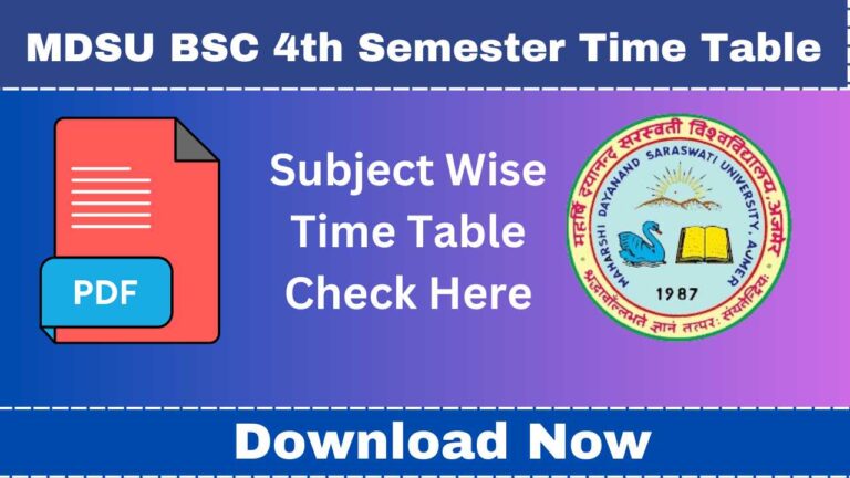 MDSU Bsc 4th Semester Time Table