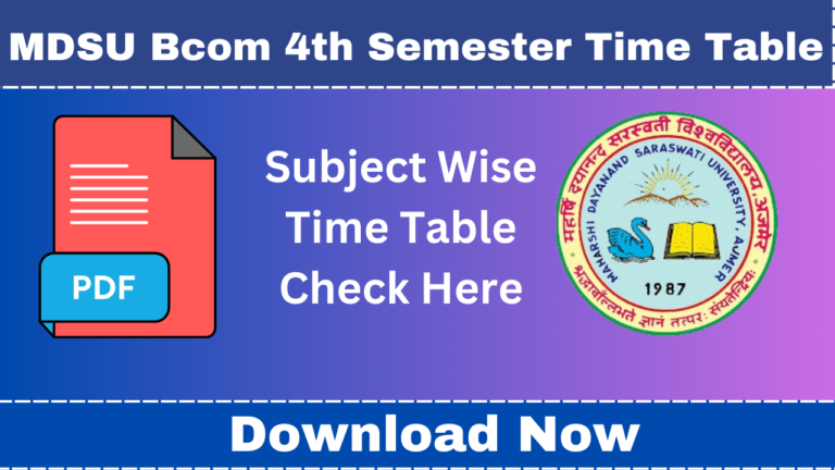 MDSU Bcom 4th Semester Time Table