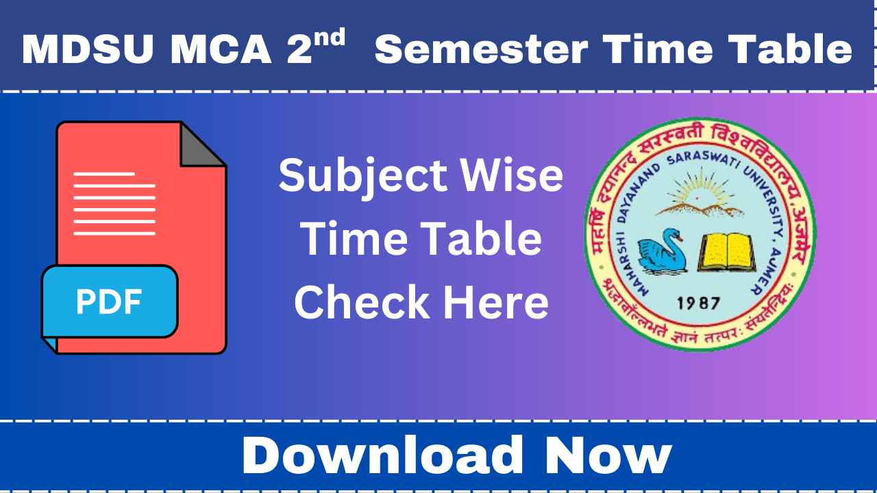 MDSU MCA 2nd Semester Time Table