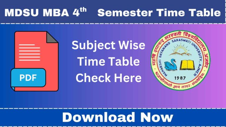 MDSU MBA 4th Semester Time Table