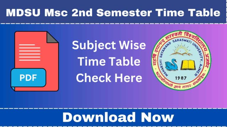 MDSU Msc 2nd Semester Time Table