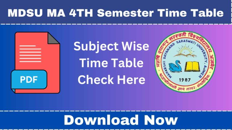 MDSU MA 4th Semester Time Table