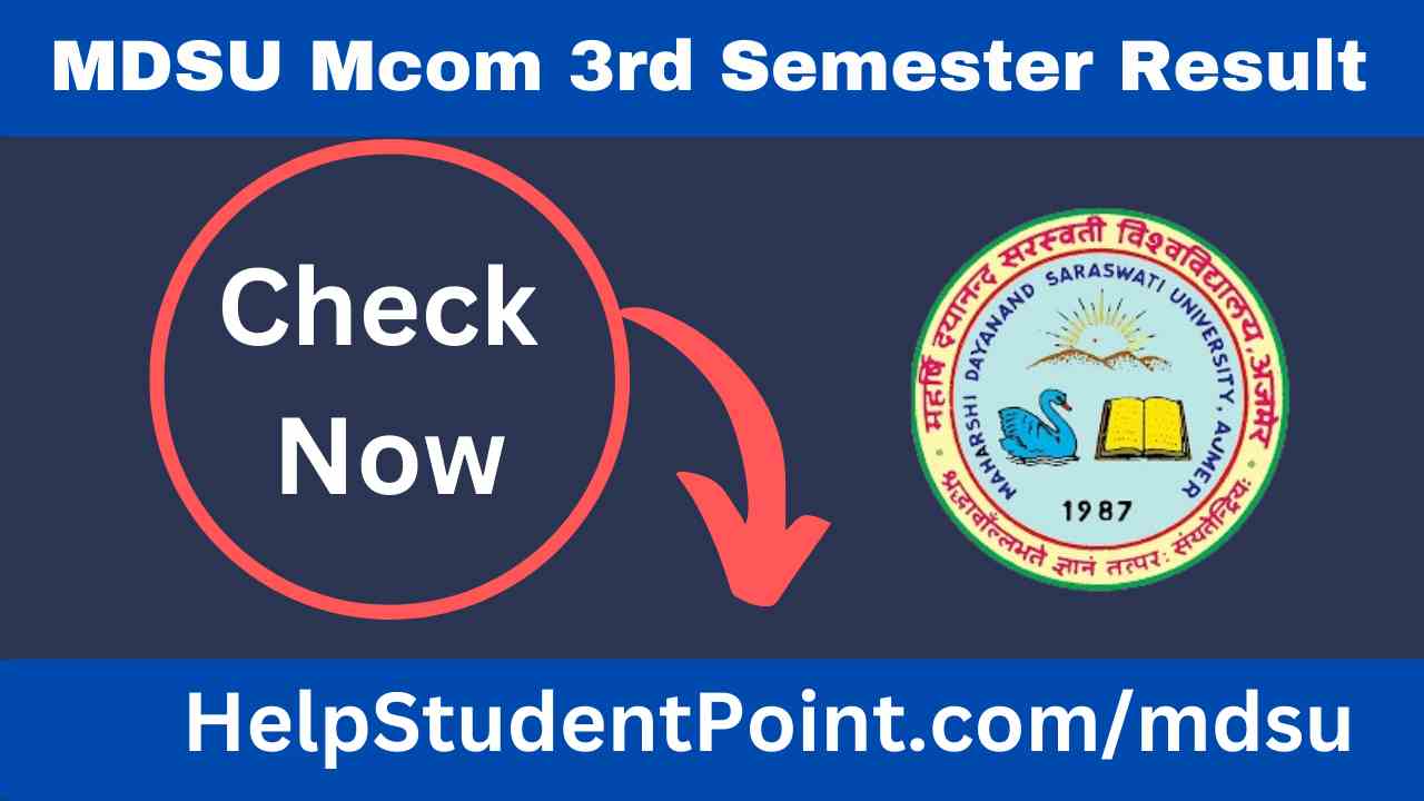 MDSU Mcom 3rd Semester Result