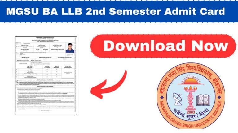 MGSU BA LLB 2nd Semester Admit Card