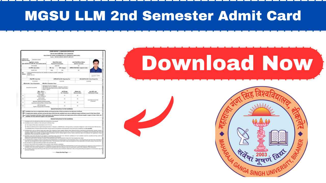 MGSU LLM 2nd Semester Admit Card