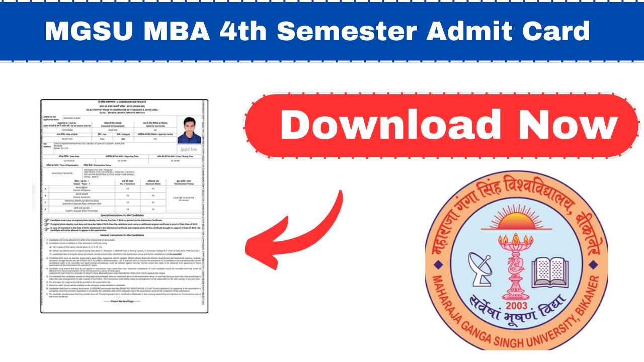 MGSU MBA 4th Semester Admit Card