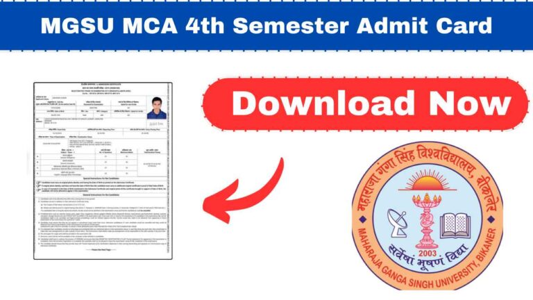 MGSU MCA 4th Semester Admit Card
