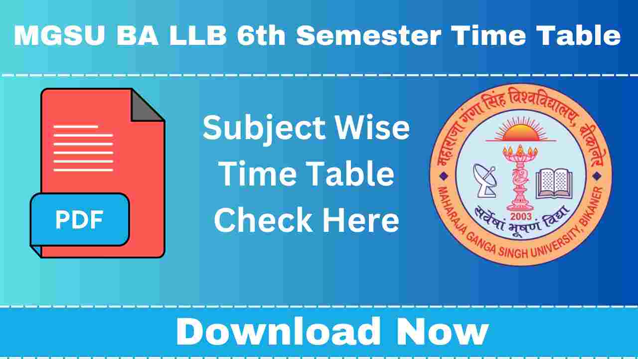 MDSU BA LLB 6th Semester Time Table