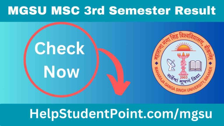 MGSU Msc 3rd Semester Result