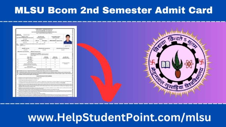 MLSU Bcom 2nd Semester Admit Card