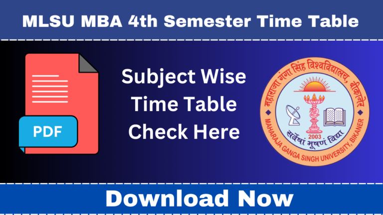 MLSU MBA 4th Semester Time Table