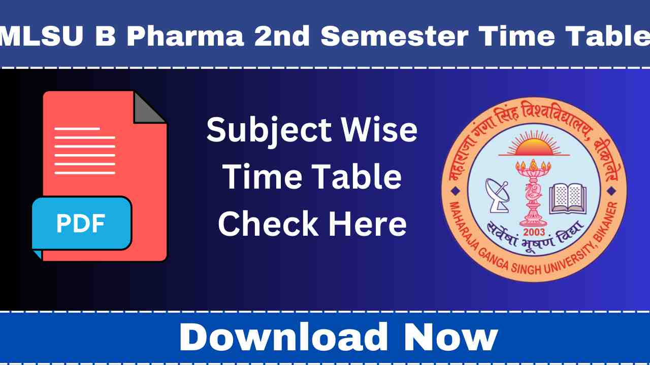 MLSU B Pharma 2nd semester Time Table