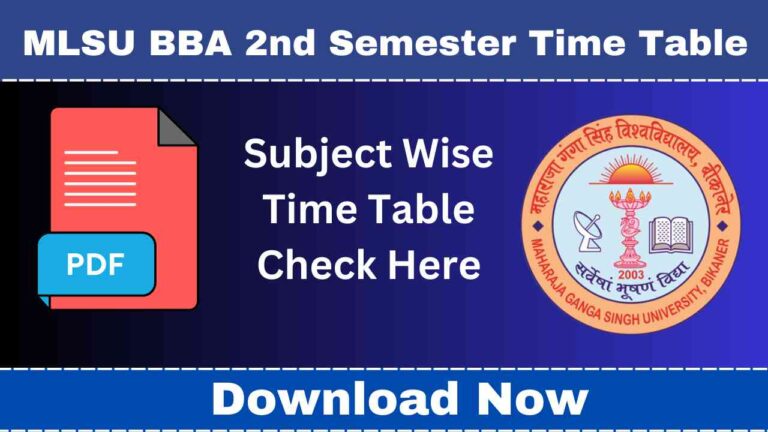 MLSU BBa 2nd semester Time Table