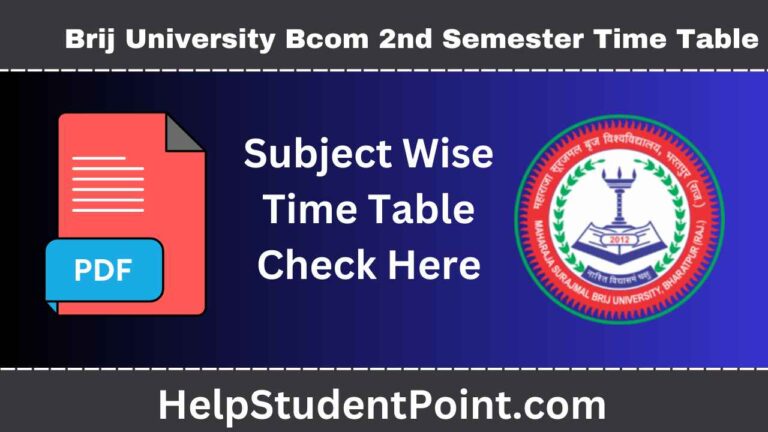 MSBU Bcom 2nd Semester Time Table