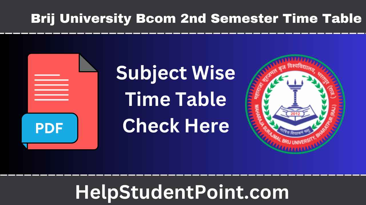 MSBU Bcom 2nd Semester Time Table