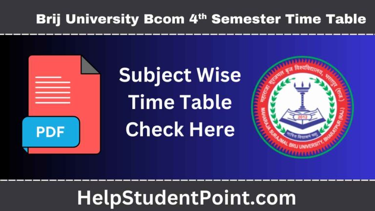 MSBU Bcom 4th Semester Time Table