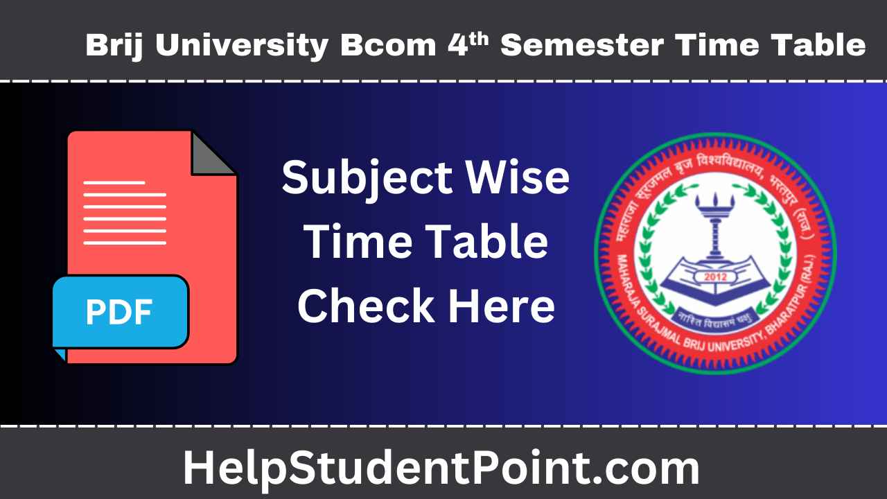 MSBU Bcom 4th Semester Time Table