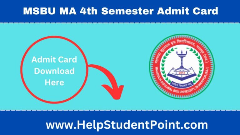 MSBU MA 4th Semester Admit Card 2025
