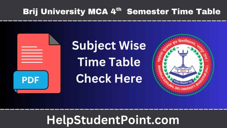 MSBU MCA 4th Semester Time Table