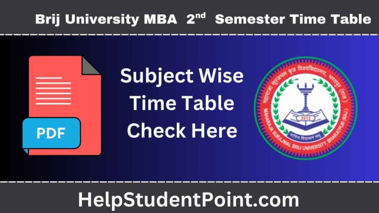 MSBU MBA 2nd Semester Time Table