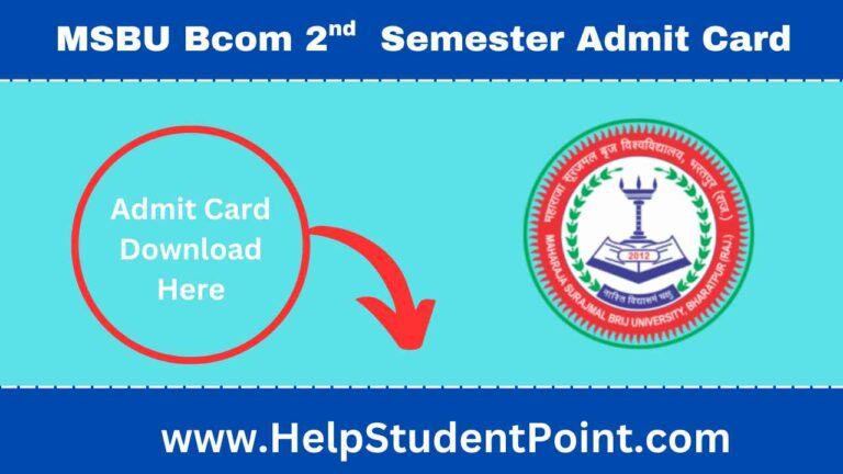 MSBU Bcom 2nd Semester Admit Card 2025 Download Now